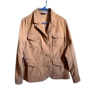 L.L. Bean Women's Small Brown Corduroy Button up Blazer Jacket Logo Pockets